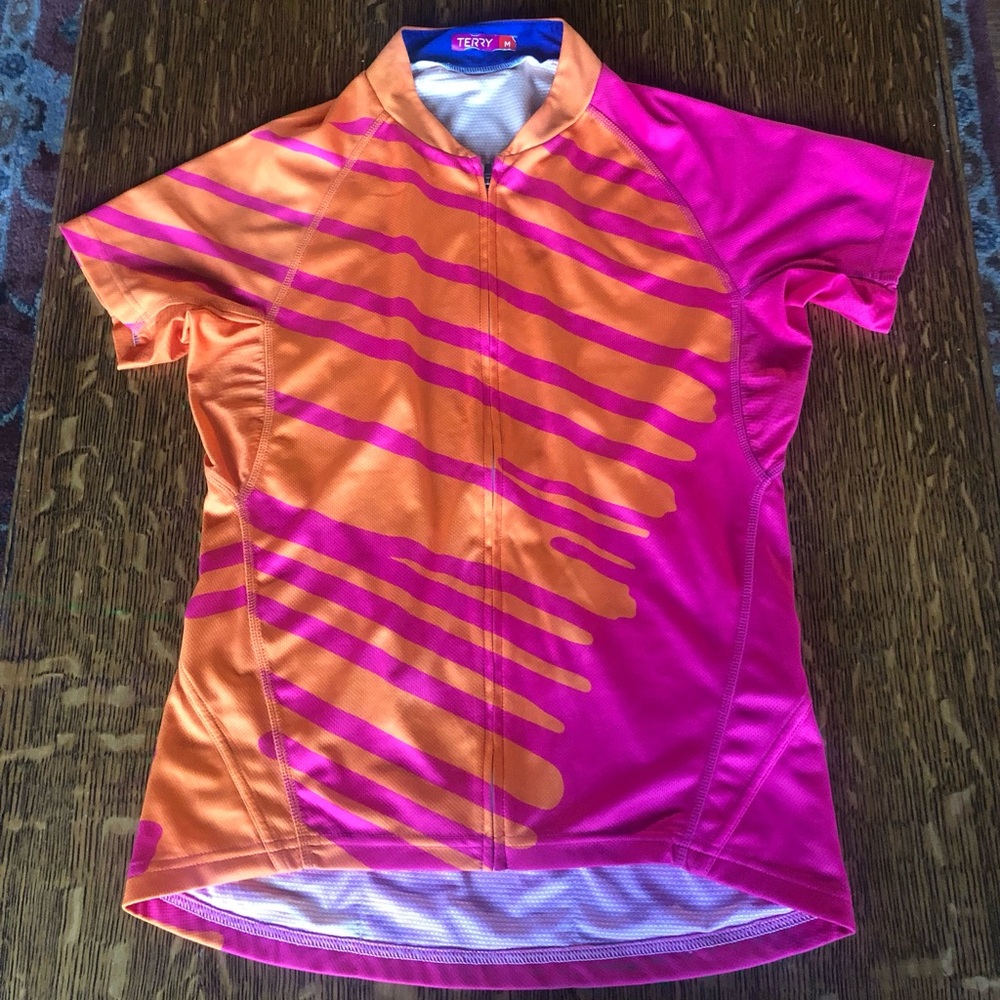 TERRY Women’s Medium Short Sleeve Cycling Jersey - Orange & Pink